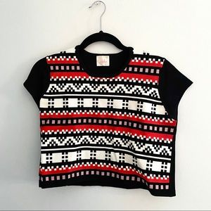 Parker Cropped Short Sleeve Checked Top, M